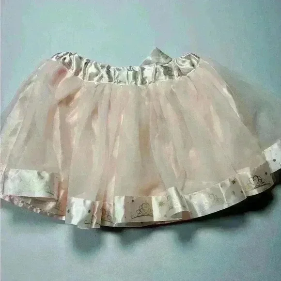 Disney Parks Princess Tulle Skirt Pink Satin Trim Bow Tutu Layers Size S 6X - Picture 5 of 5